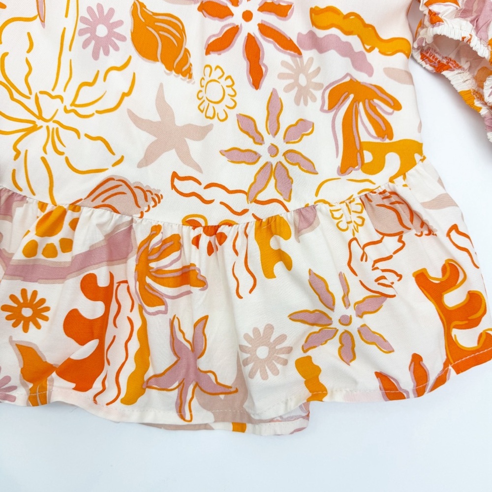 Label Of Love Sea Shell Coastal Cover Up Mini Ruffle Hem Dress Poolside Beach - Picture 7 of 10